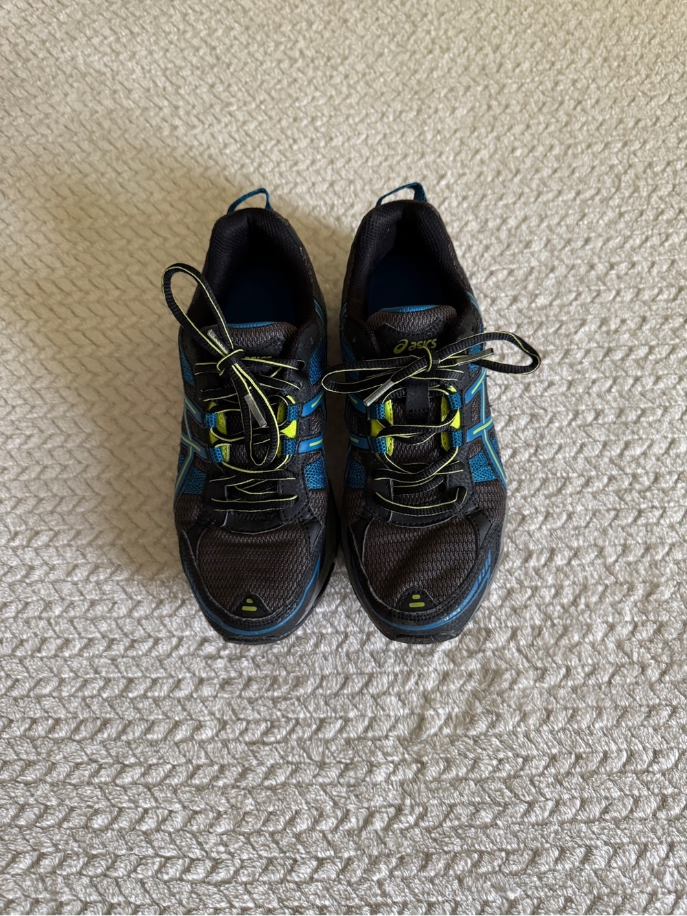 Asics Gel-Venture 4 Womens Trail Running‎ Shoes Black Blue Yellow T383Q Size 7.5